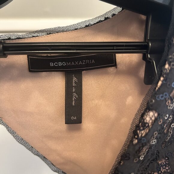 BCBG MaxAzaria Katarina Sleeveless Sequined Open Back Cocktail Dress Size 4 - Picture 3 of 8